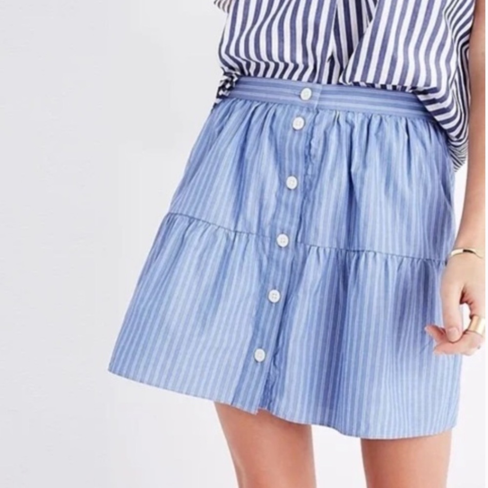 Madewell Blue Striped Button-Down Skirt